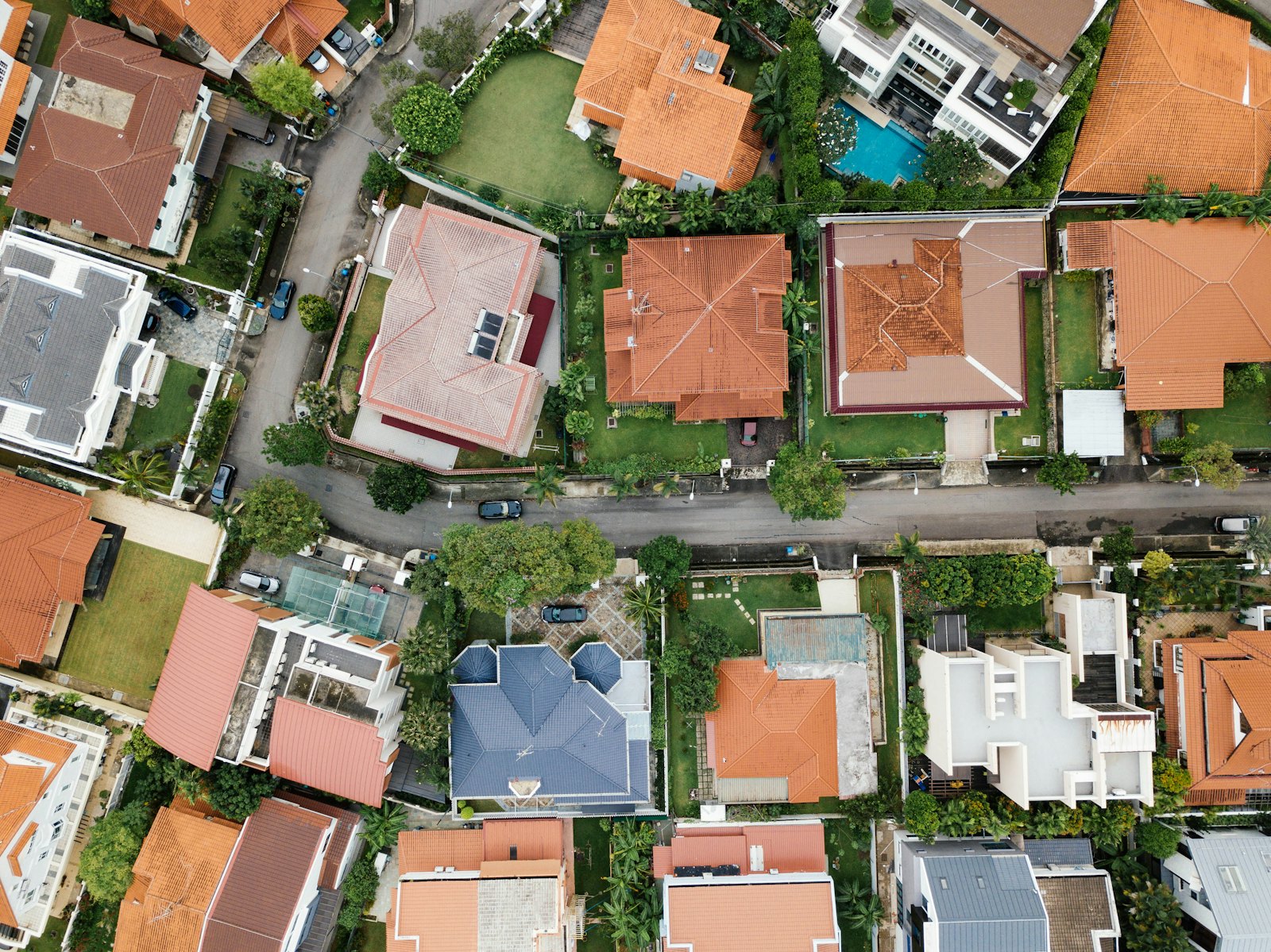 Aerial view of Southeastern suburban housing